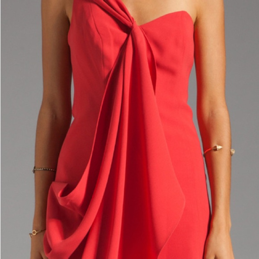 Shoshanna Red One Shoulder Draped Party Dress